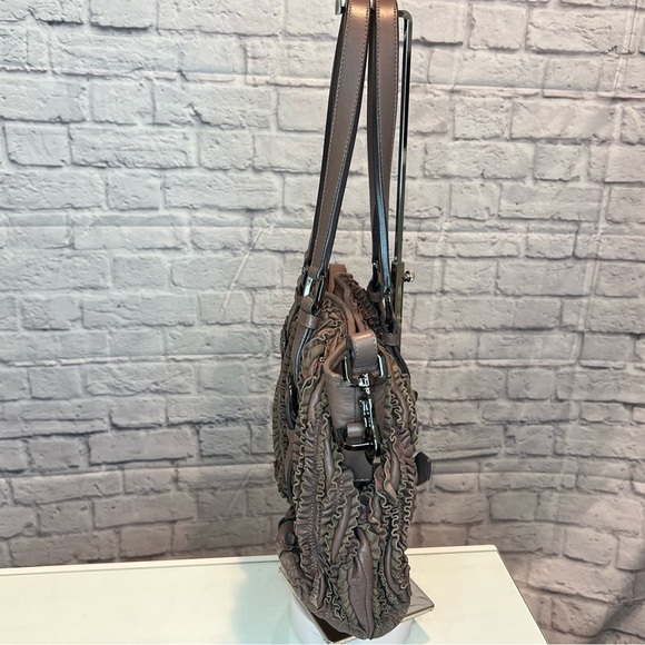 BURBERRY Old Rose Ruffled Leather Lowry Two Way Bag *EUC* - Picture 3 of 15